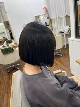 ユイマァル 倉敷店(YUIMARL) 黒髪ボブ10代20代30代前下がりボブ学生カット髪質改善ストレート