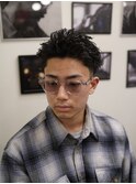 ツイストパーマ　テーパーフェード　