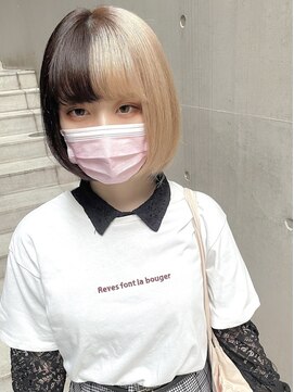 ディア(.eer) ミニマムショート×ツートンカラー#小顔ボブ#10代#20代#心斎橋