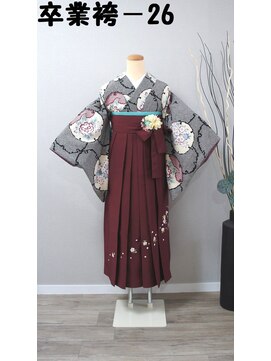 きものサロン すずめ屋 レンタル番号 卒業袴-26(短袖)(袴、帯色選択可)