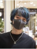 メンズカット/メンズウルフ/ターコイズブルー/茶屋町/梅田