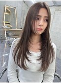韓国ヘアーハッシュカットレイヤーカットグレージュブリーチ無し
