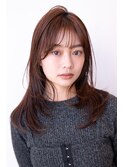 チョコグレージュ/20代30代大人かわいい/ミディアムレイヤー