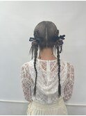 ツインアレンジ カチモリツイン リボンアレンジ ヘアセット