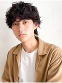 フェザーショートデジタルパーマセンターパートイメチェン