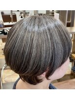 アイニ 河内小阪店(aini)&nbsp;白髪ぼかしカラー白髪ぼかしハイライト大人ショート30、40、50代