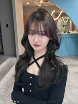 ボタン 熊本(VOTAN)&nbsp;透ける暗髪/レイヤーカット/顔まわり/韓国ヘア/熊本美容室