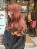 #オレンジブラウン#ブリーチカラー
