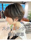 大人ショートボブ丸みショートカットマッシュショート前髪あり