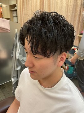 銀座マツナガ 浅草店 黒髪短髪/ゆるふわスパイラルパーマ/ツーブロショート