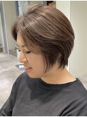 くびれショートボブ40代50代グレイカラー白髪染め白髪ぼかし