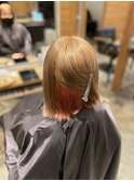 インナーカラー ミルクティー×オレンジ