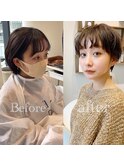 【３０代４０代５０代】無造作ショート/個性的/前髪/コンパクト
