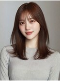 チョコレートブラウン ストレート 艶髪 顔周りカット 20代 30代