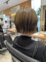 ヘアーエスクールエミュ(hair S. COEUR emu)&nbsp;切りっぱなしボブ/オリーブカラー/松井山手美容室/京都