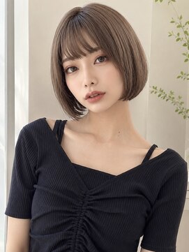 シンク オモテサンドウ(sync omotesando) マロンベージュ/くすみベージュ/切りっぱなしボブ/韓国