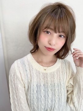 マリアバイアフロート(Maria by AFLOAT) 【添田】外ハネ毛先パーマのニュアンスボブ ことりベージュ