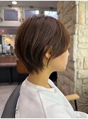 大人ラフウェーブ20代30代40代ボブブラウンスウィングショート