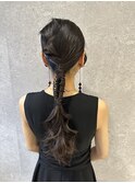 三軒茶屋_ヘアアレンジ_ヘアセット_ポニーテール_金粉_モード