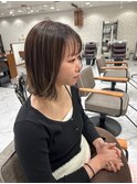 極細ハイライト×艶ベージュ