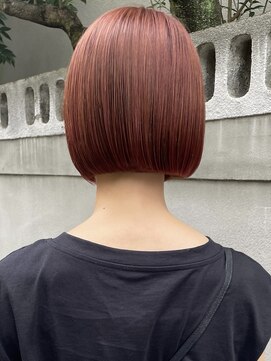 トリコ アヴェダ ららテラス北綾瀬(tricot AVEDA) 切りっぱなしボブ/ショートボブ/暖色ボブ/チェリーレッド/北綾瀬