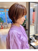 ショートボブ×ピンクブラウン