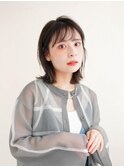 ミディアムヘア/斜めバング/グレージュカラー/大分駅