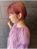 ▲コーラルピンク×ショートボブ