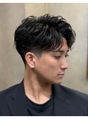 ワンカールウェーブパーマ　ビジネスヘア　上野理容室