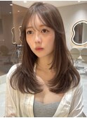 韓国ヘアーハッシュカットレイヤーカットベージュブリーチ無し