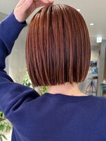 ハウ 心斎橋(how)&nbsp;小顔切りっぱなし大人ショートボブアプリコットオレンジカラー