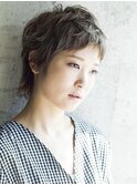 ハンサムショート短め前髪ウルフパールベージュ◎20代～50代