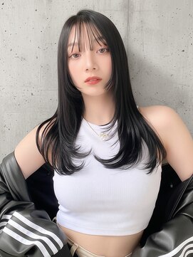 ニューヨークニューヨーク 梅田茶屋町店(NYNY) 韓国ウルフ　黒髪ウルフ　ハッシュカット　顔周りウルフ