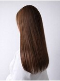 レイヤーカットミルクティーベージュブリーチなしダブルカラー