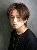 ブラウンカラー　センターパート　鹿児島メンズ