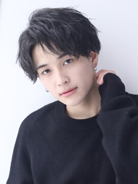 リップス 池袋(LIPPS) 黒髪ウェーブ刈り上げスパイラルウェーブアップバング