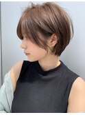 アッシュベージュ☆耳掛けショートボブ