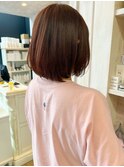 福山市美容室Caary人気 春赤みピンクカラーふわっとボブスタイル