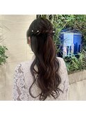 シンプルなハーフアップ