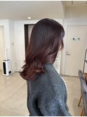 大人可愛いヘア×ワインレッド
