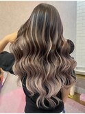 ミディアムヘア暗めカラー/デザインカラー/フェイスフレーミング