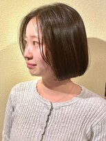 ヘアーグロウ&nbsp;前髪なしボブかき上げボブ顔まわりレイヤーオリーブブラウン横浜