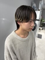 プリアバイポプルス 渋谷(pria by popls) フェザーパーマシャドウパーマダークブラウン毛流れパーマ