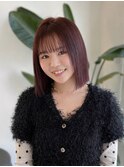 赤すぎないボルドーカラー × 川田那々海 (髪質改善)