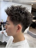 ツイストスパイラルパーマショートレイヤーマッシュツーブロック