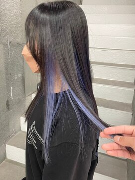 ソルヘアー(Sol hair by tesoro) ケアブリーチハイトーンインナーカラーアッシュブルストレート☆