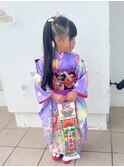 七五三 崩れないキッズヘア ポニーテール