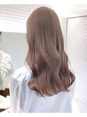ブリーチなしダブルカラーピンクベージュミディアムボブ20代