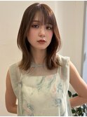 くびれレイヤー外ハネボブ美髪イメチェンワイドバングベージュ1