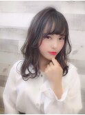 アンブレラカラー/こなれミディ/ウェーブパーマ/前髪/錦糸町